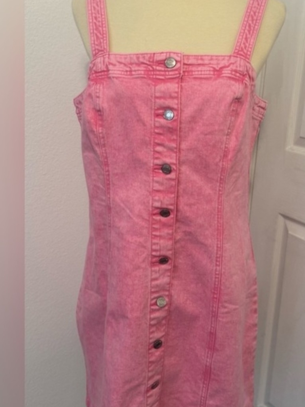 🌸💕 GAP Hot Pink Button-Front Mini Dress M - Picture 5 of 6